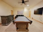 Lower Level Rec Room with Pool Table, Bar, and Flat Screen TV